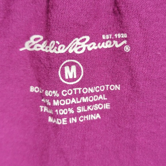 Eddie Bauer Pullover Pleated Scoop Neck 3/4 Sleeve Top M Fuchsia - Picture 3 of 3